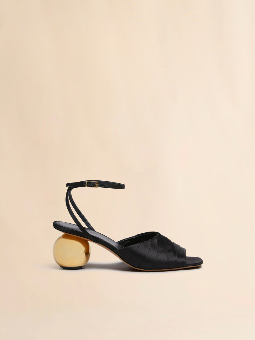 Pink folded satin sandal with spherical heel - Sandals - Image 1