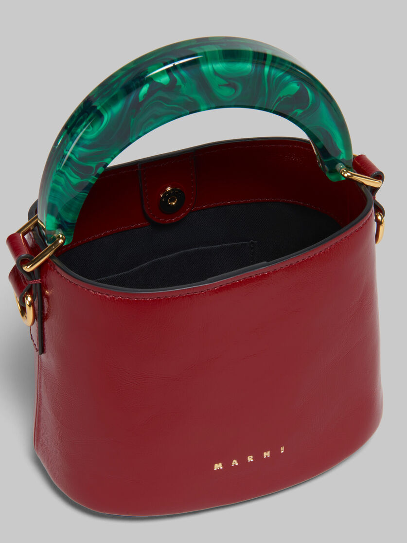 Venice Mini Bucket Bag in ruby red patent leather - Shoulder Bag - Image 3