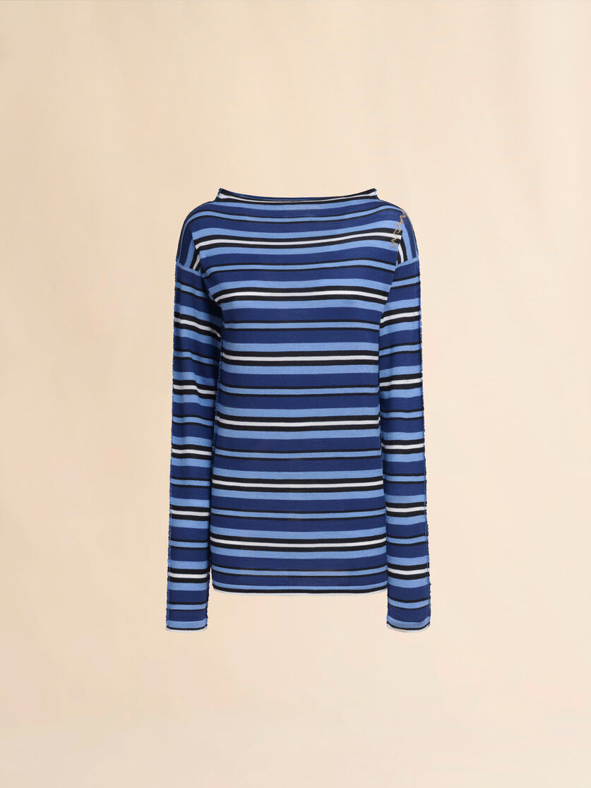 Striped knitted top with contrasting back panel - Pullovers - Image 1