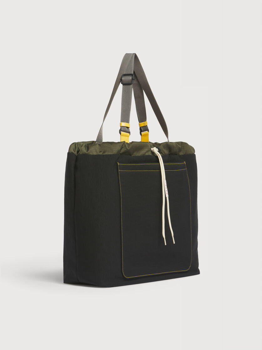 Black technical fabric tote bag, Image 2