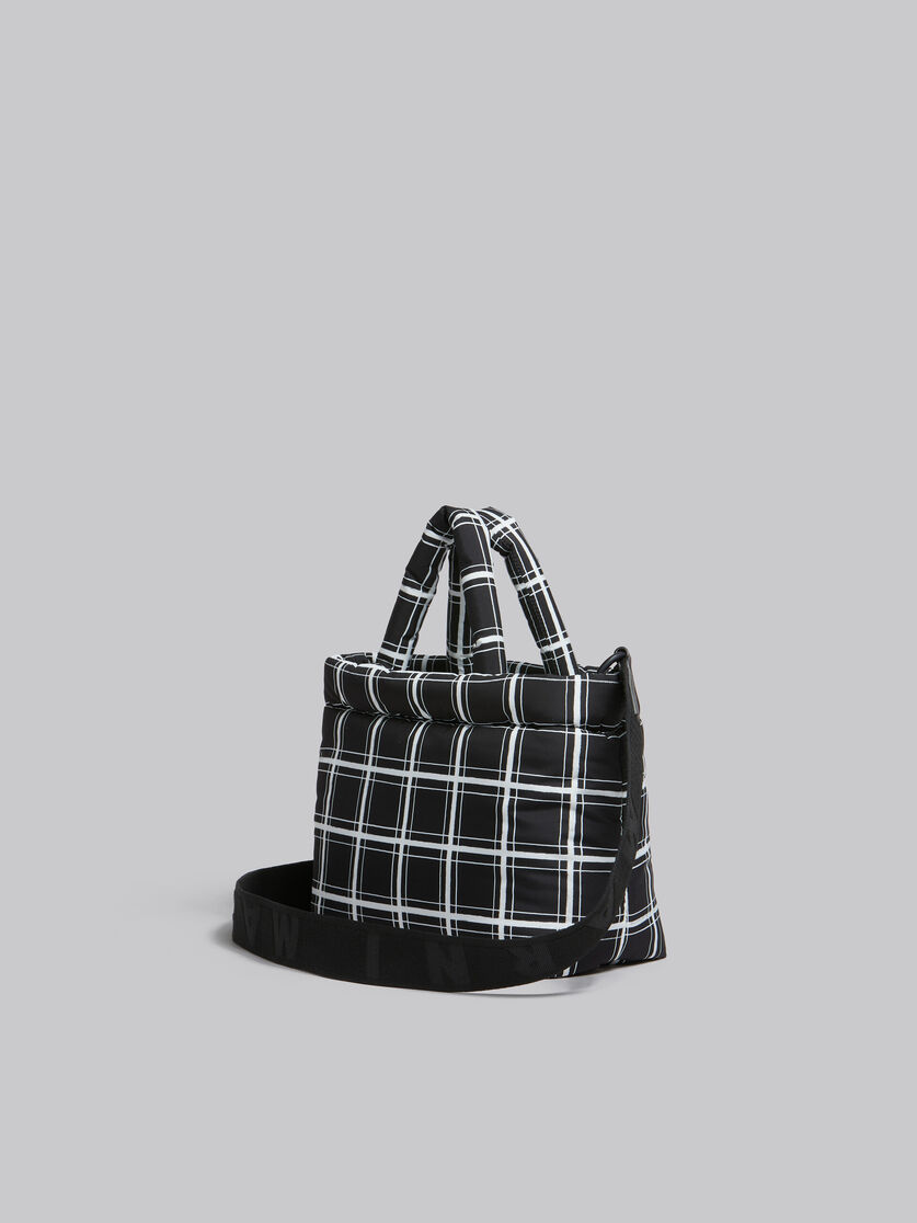 Black checked Puff mini tote Bag - Handbag - Image 3