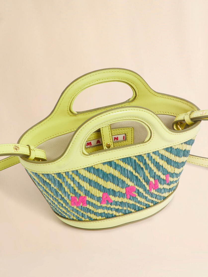 Green wavy raffia-effect Tropicalia micro bag, Image 4