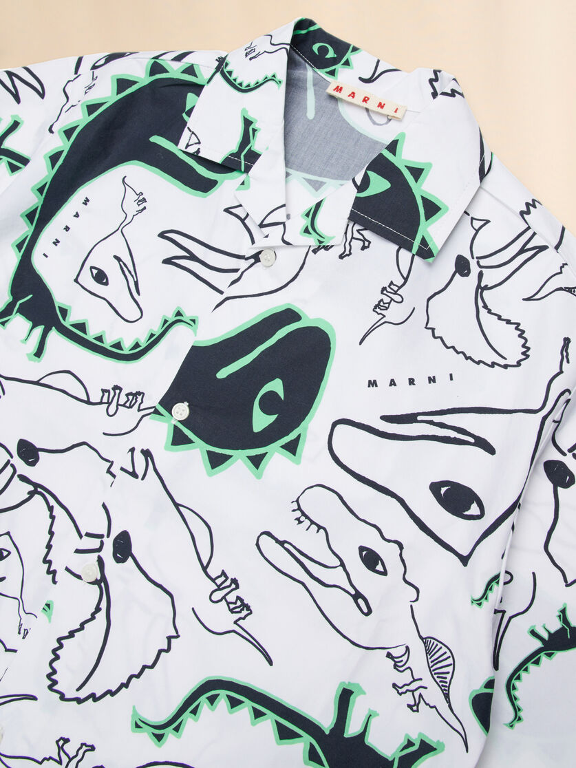 Camicia in cotone bianco con stampa Dinosauri, Image 3