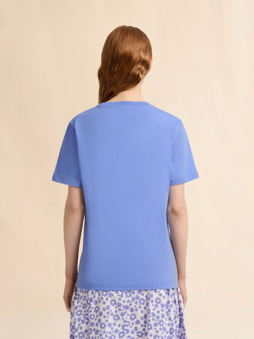 Light blue jersey T-shirt with Marni scribbled logo - T-shirts - Image 3
