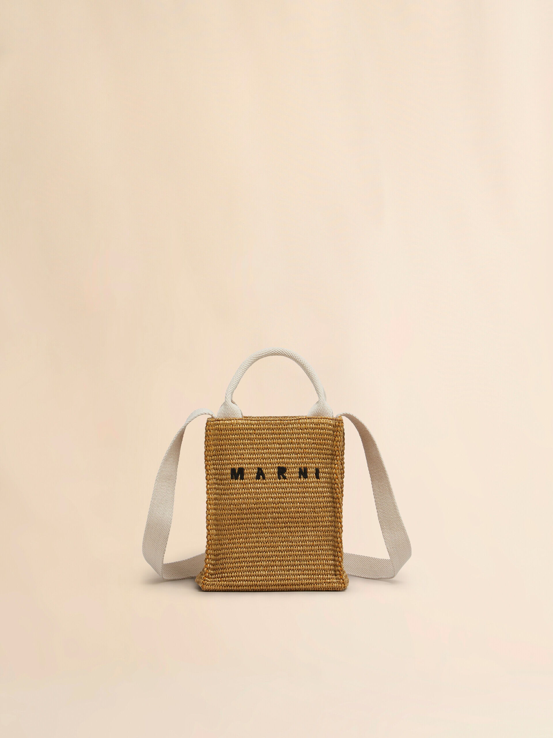 ブラウン ラフィアエフェクトミニトートバッグ | Marni