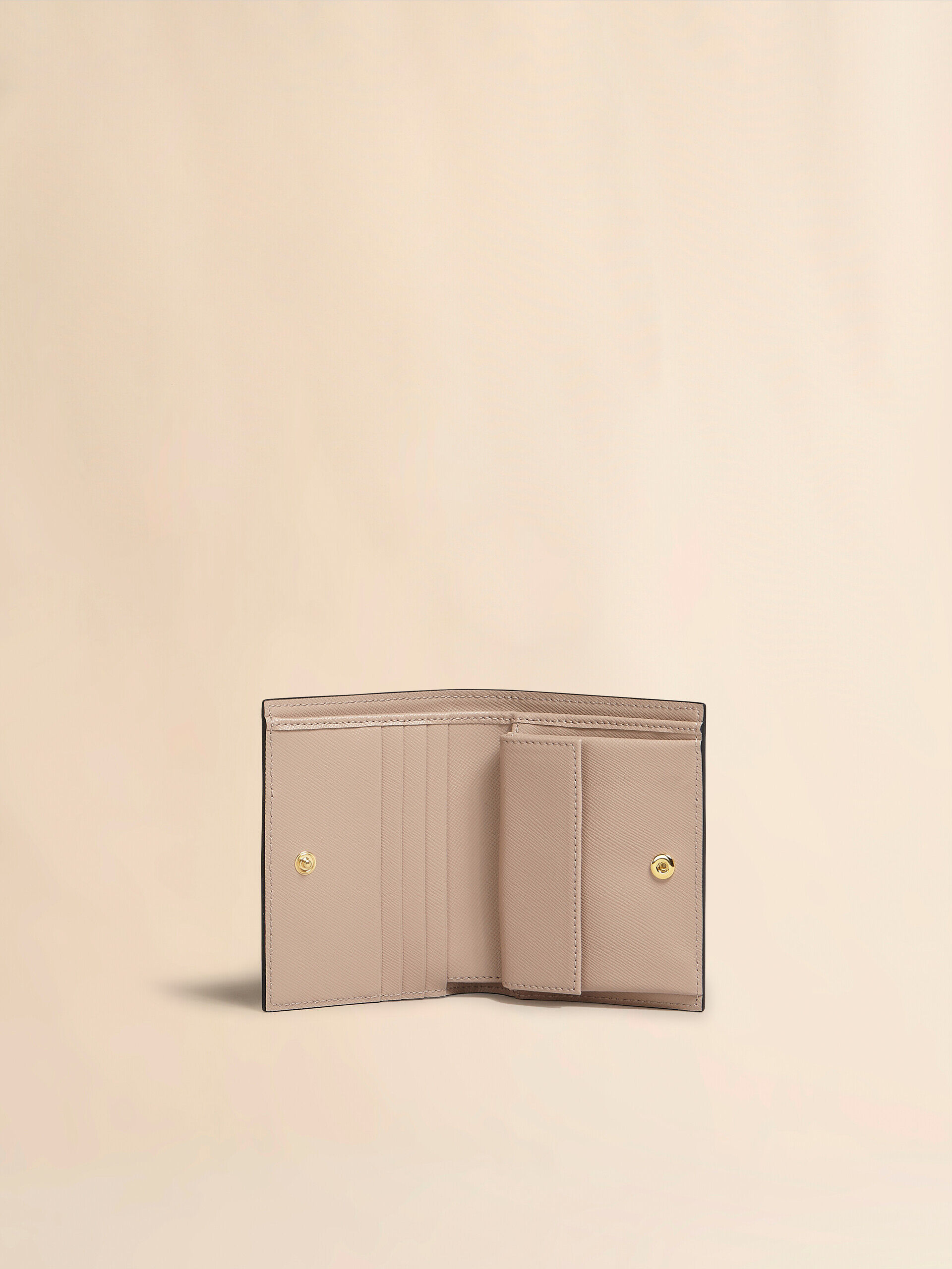 Pink, white and beige saffiano leather bi-fold wallet | Marni