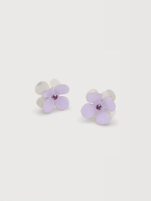Purple enamel daisy stud earrings - Earrings