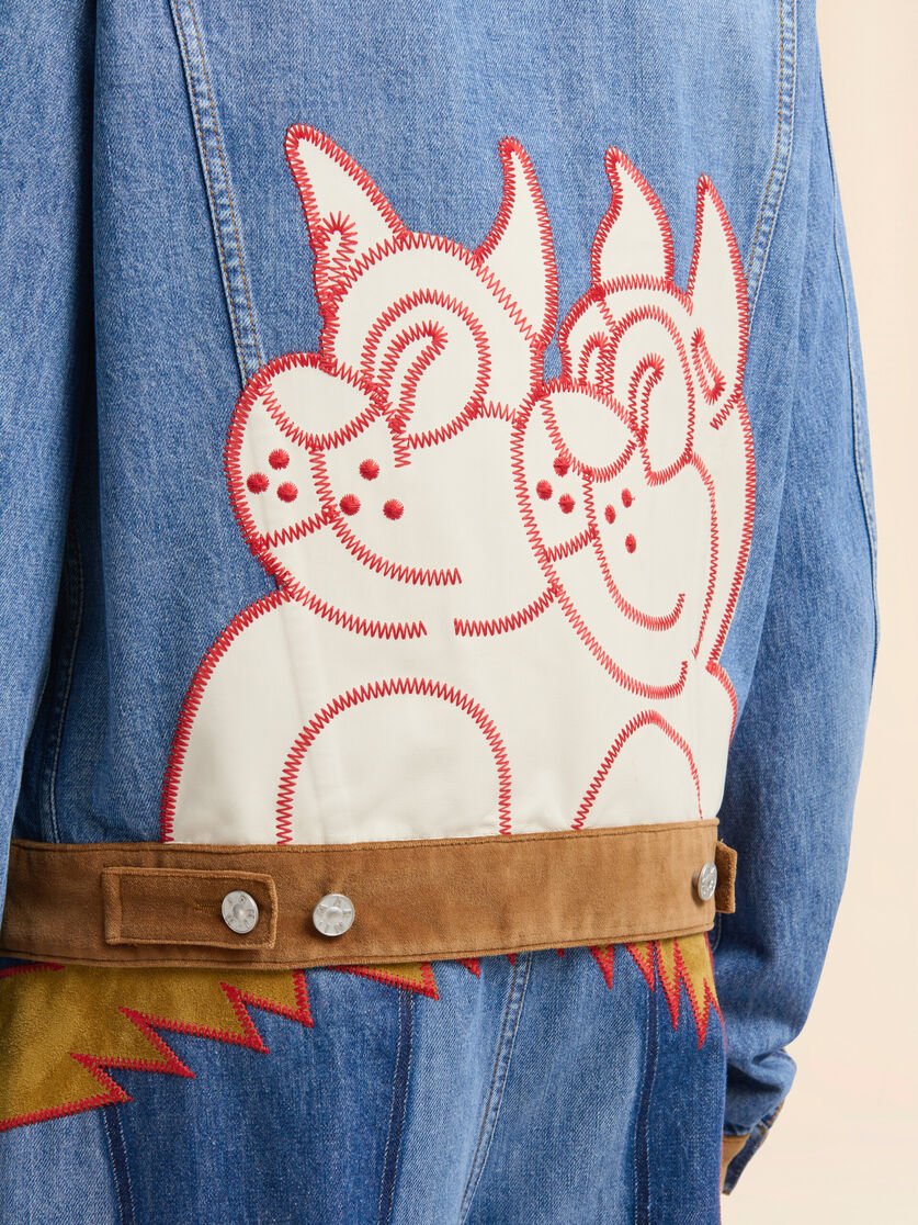 Blue denim trucker jacket with patch on back - Jackets - Image 5