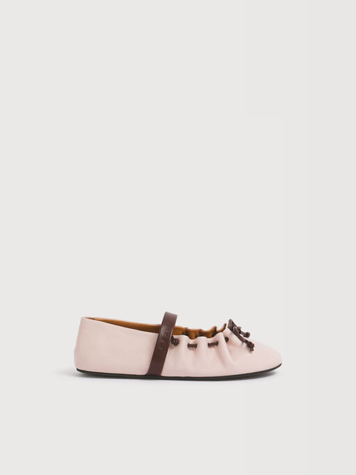 Soft Ballerina Mary Jane aus rosa und braunem Leder - Ballerinas