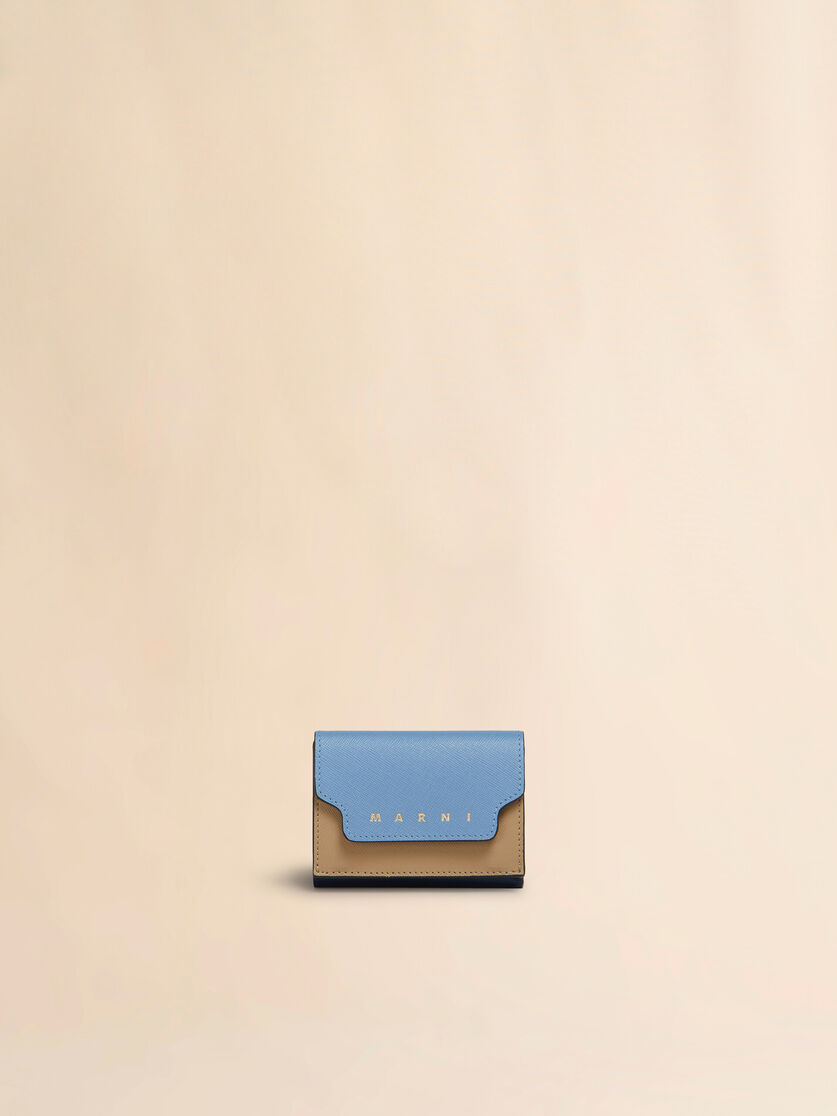 블루 베이지 라이트 블루 사피아노 가죽 3단 지갑 - 지갑 - Image 1