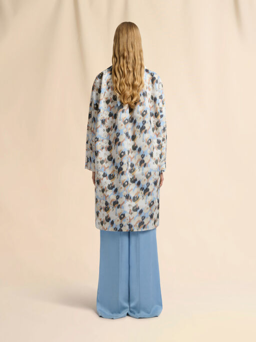 Blue duchesse reversible coat with contrast prints - Coats