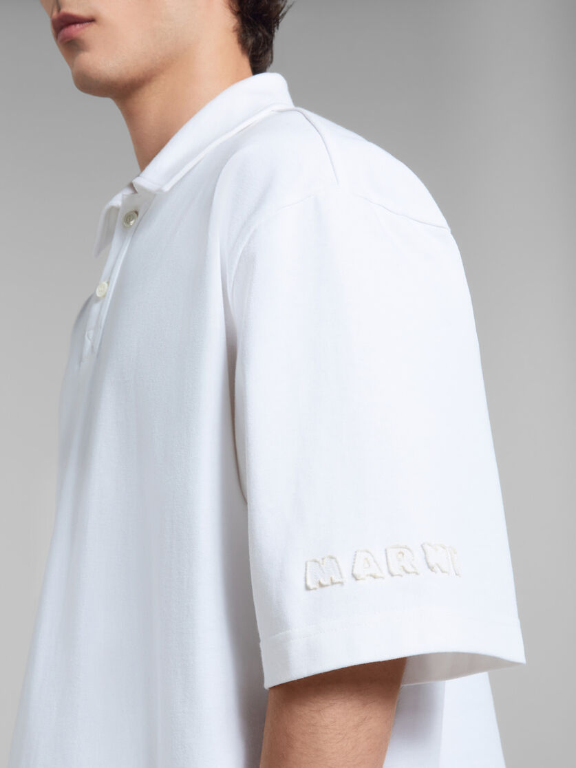 Blue organic cotton oversized polo shirt with Marni patches - Polos - Image 4
