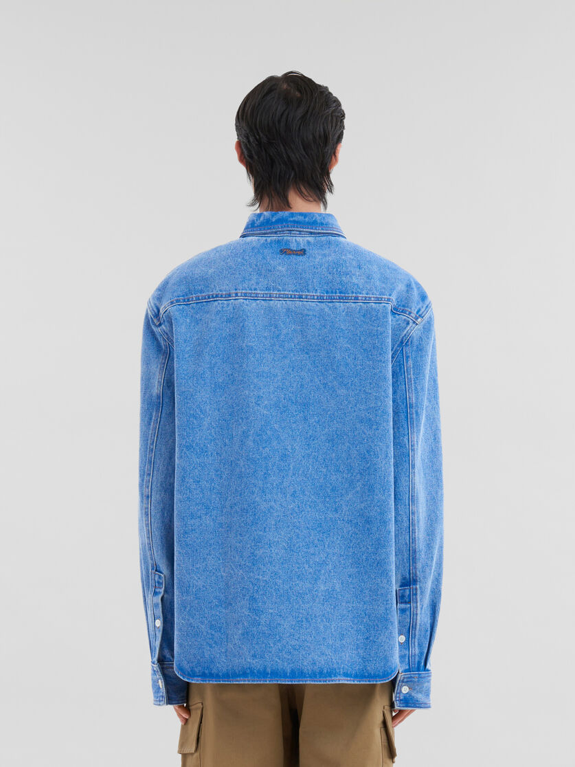 ブルー オーガニックデニム製 オーバーシャツ、ポケット付き | Marni