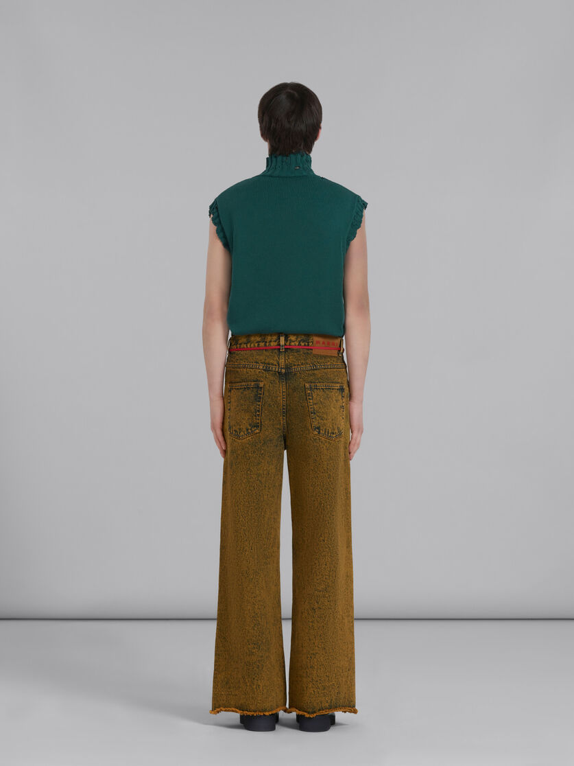 Pink flared 5 pocket trousers in marble-dyed denim - Pants - Image 3