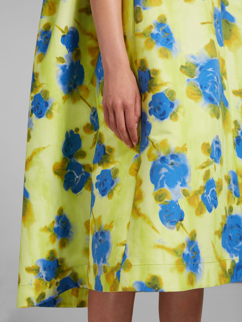 Yellow cady cocoon dress with Idyll print - Dresses - Image 5