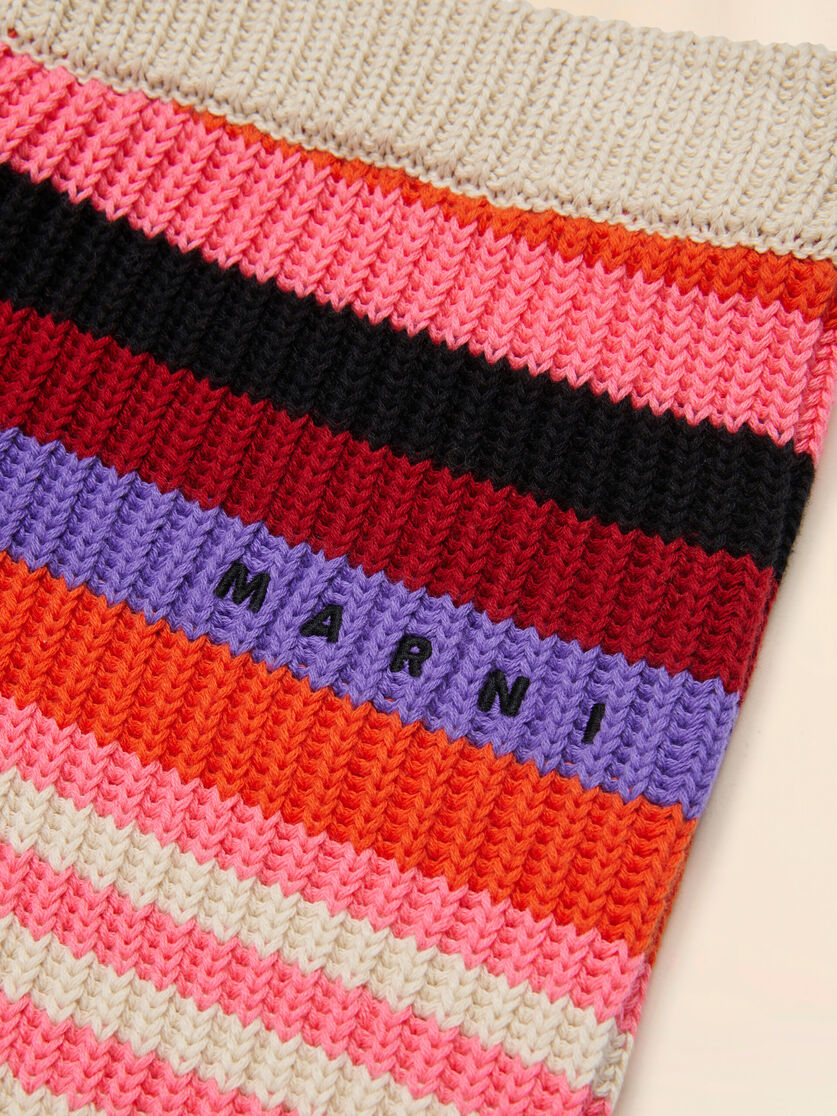 Culotte in maglia di cotone beige a righe, Image 4