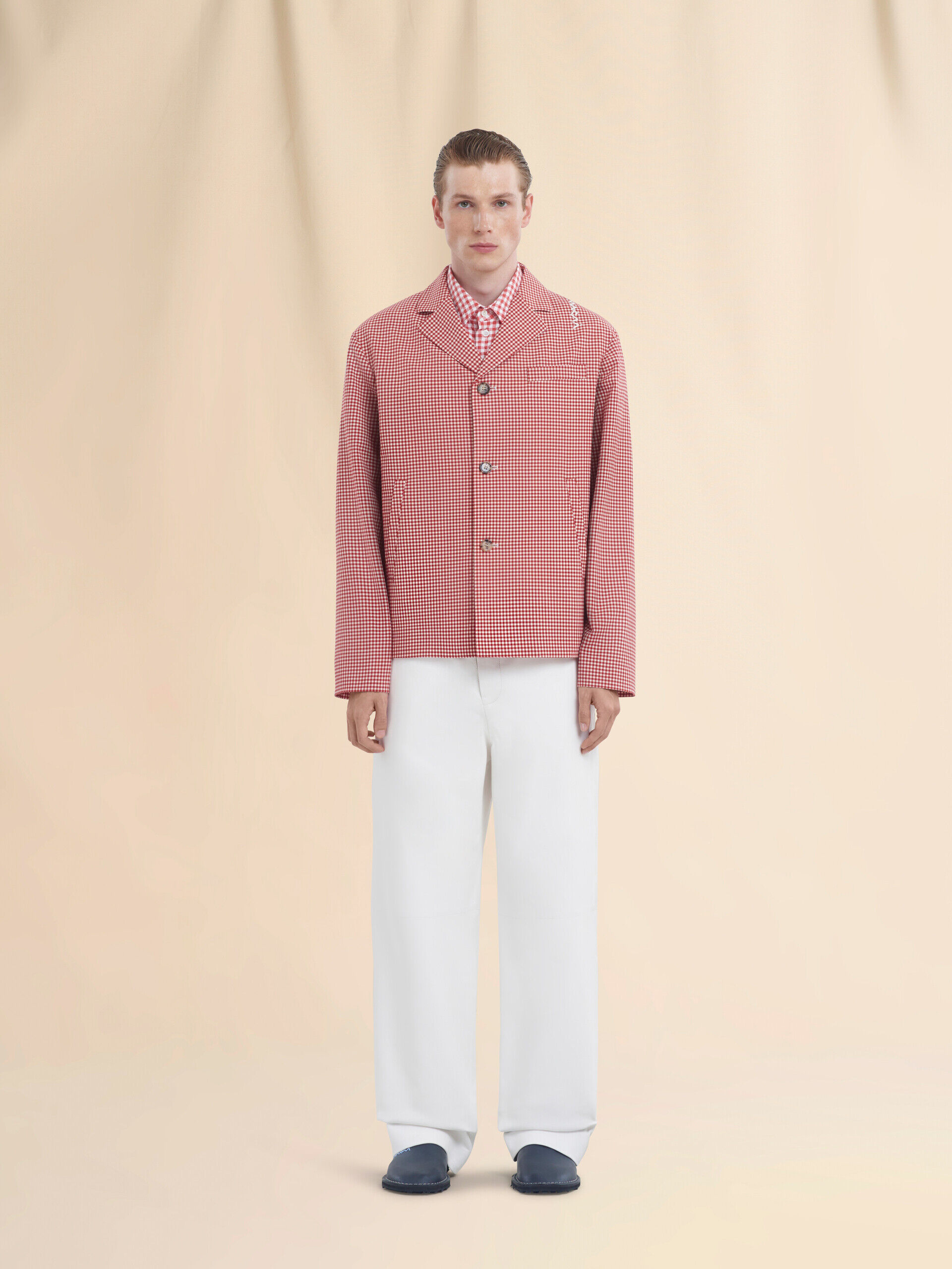 Red and white gingham wool jacket | Marni