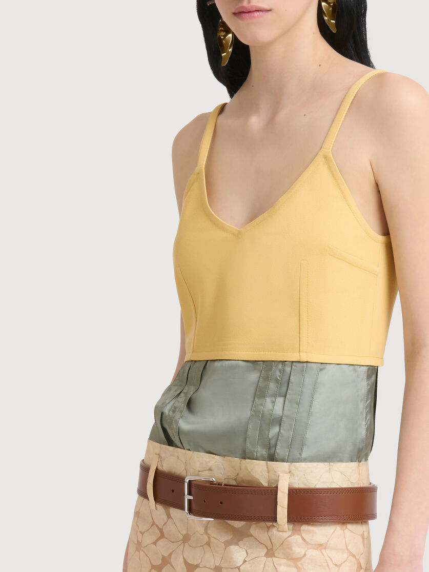 Yellow organza flower dress with satin waist, Image 5