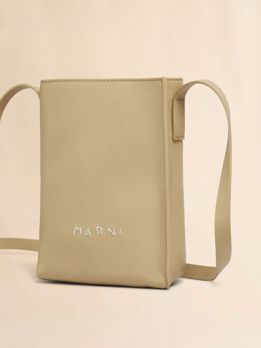Brown leather Museo Nano Bag with Marni Symbol embroidery - Shoulder Bags