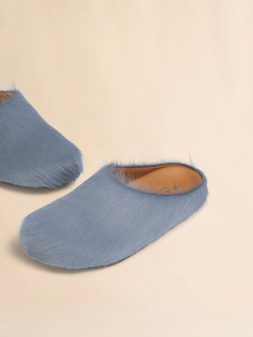 Blue long hair calfskin Fussbett sabot - Clogs