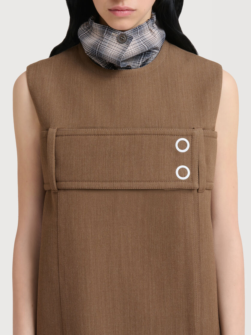 Brown checked poplin yoke with buttons, Image 3