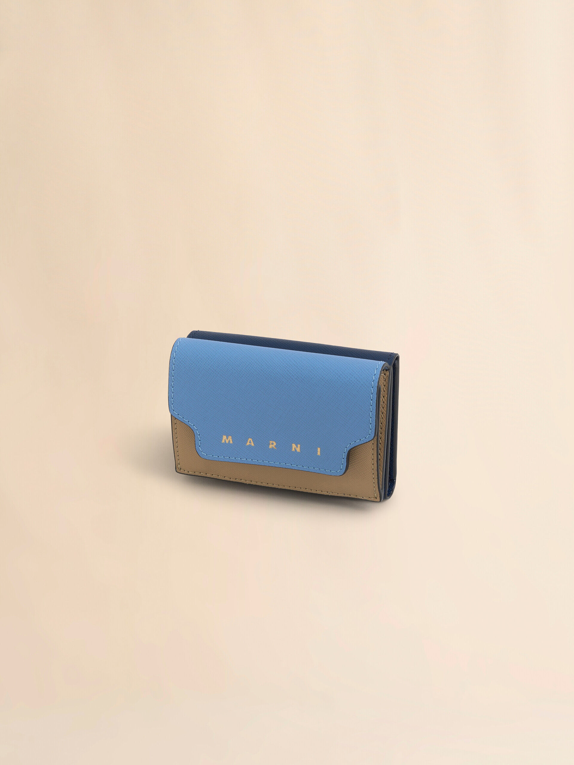 MARNI マルニ サフィアーノレザー製三つ折りウォレット グリーン ネイビー サフィアーノレザー製 三つ折りウォレット