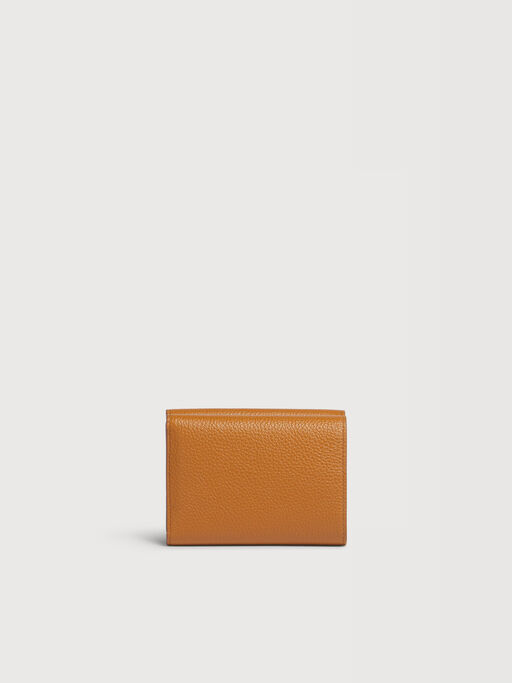 ブラウン レザー製三つ折りウォレット、Marni Mending刺繍入り - 財布