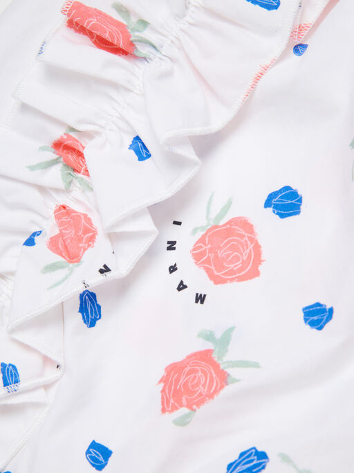 Abito smanicato in cotone bianco con stampa Tea Time - Vestiti