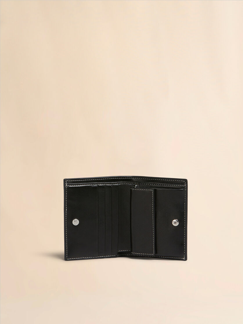 Zweifaches, schwarzes Kartenetui aus Leder - Brieftaschen - Image 2