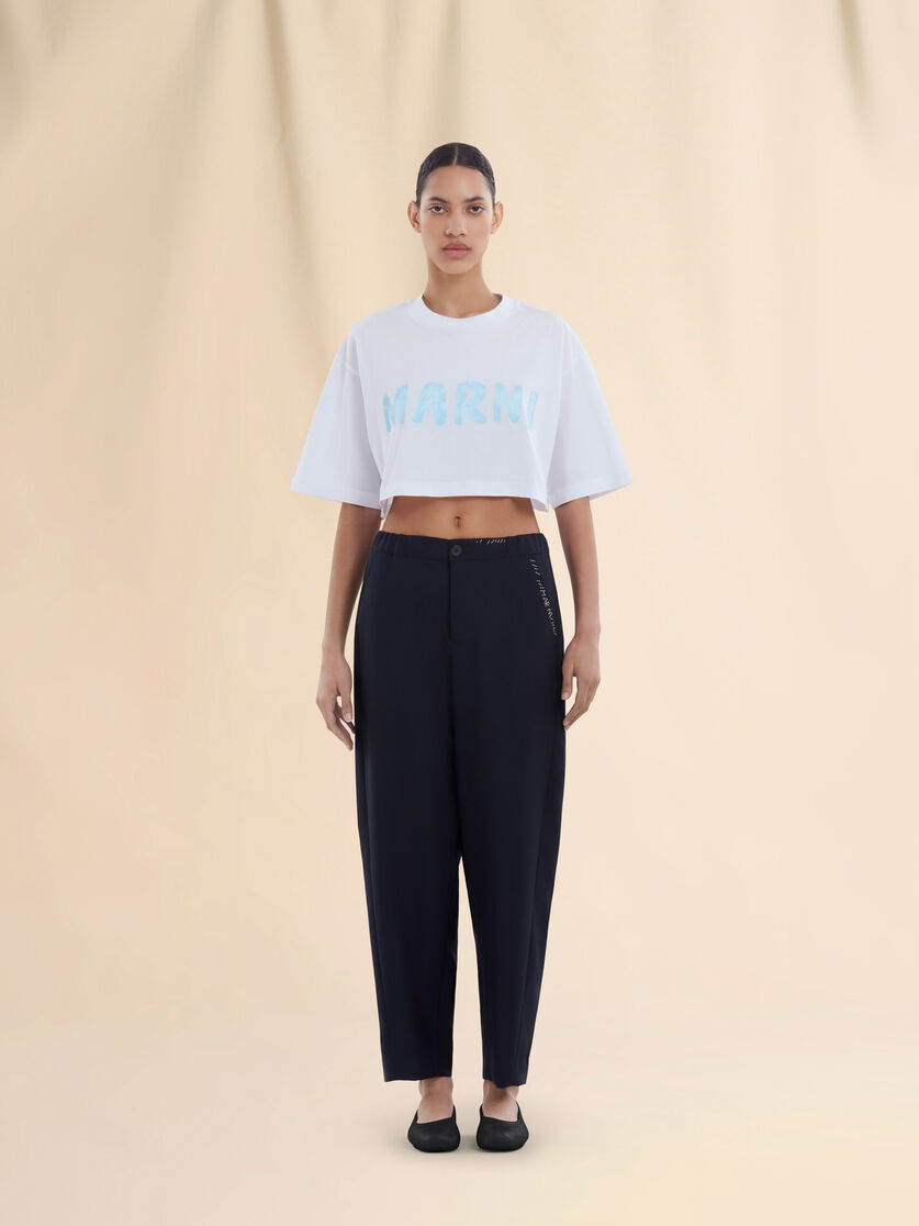 Dunkelblaue Hose aus Tropenwolle mit Marni Mending - Hosen - Image 2
