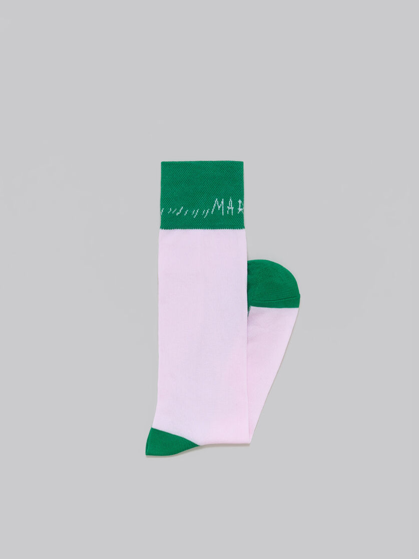 Pink colour-block cotton socks with Marni mending - Socks - Image 2