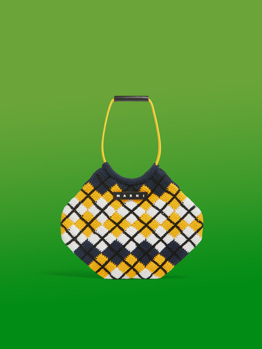 Pink rhombus cotton knit MARNI MARKET handbag - Shopping Bags - Image 1