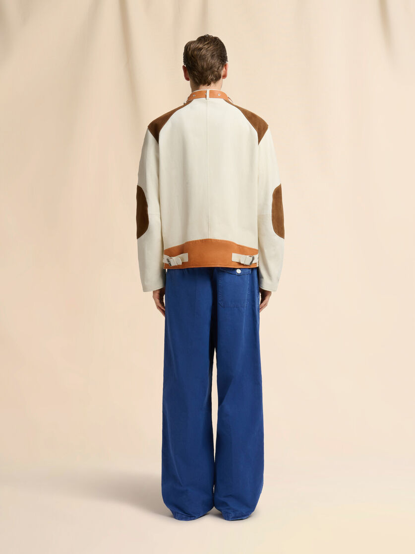 Cream nappa leather jacket with buckle collar, Image 3