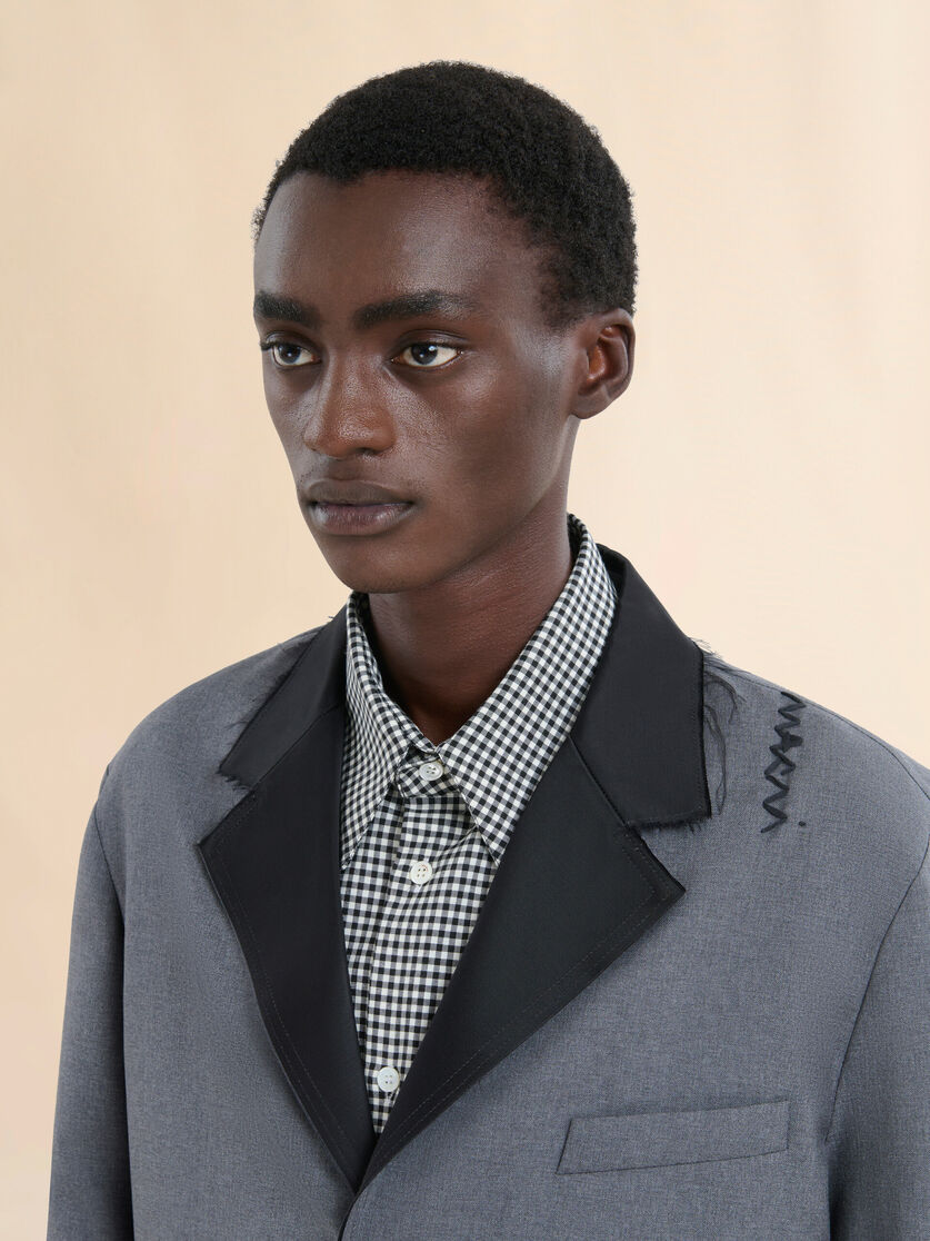 Grey single breasted wool jacket with Marni Symbol - Jackets - Image 4