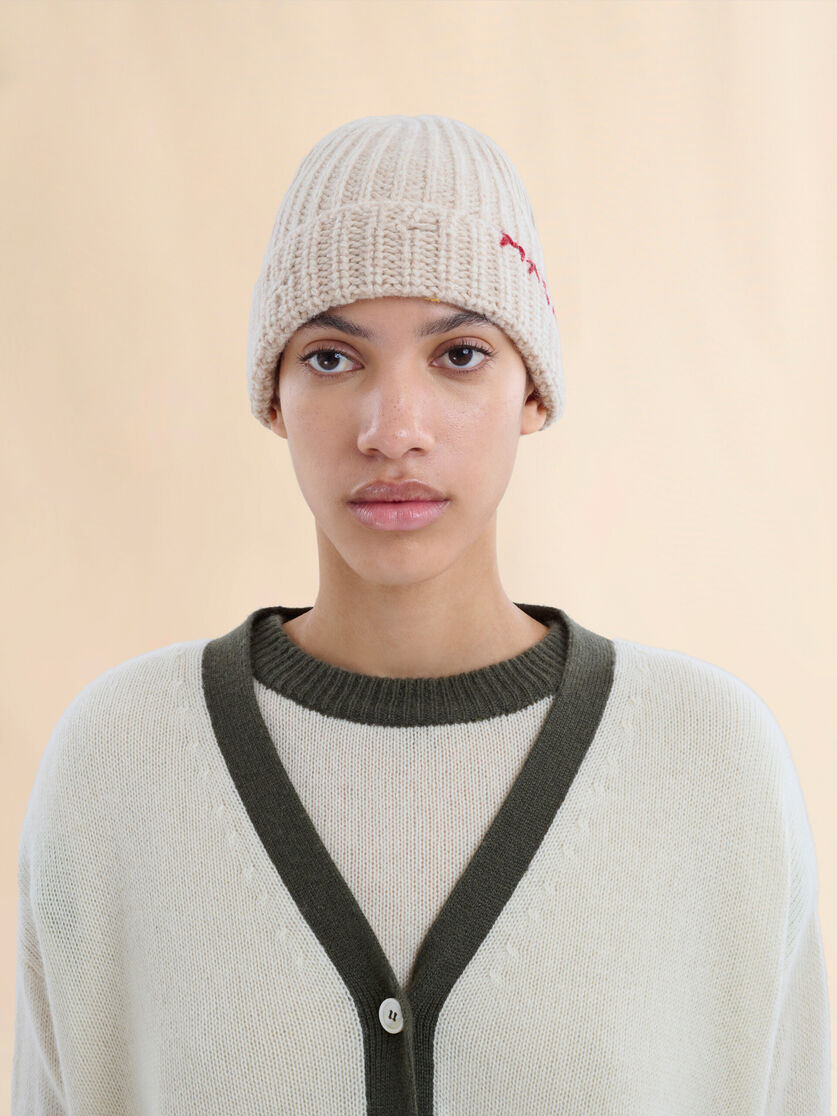 Blue Shetland wool beanie with Marni Mending - Hats - Image 2