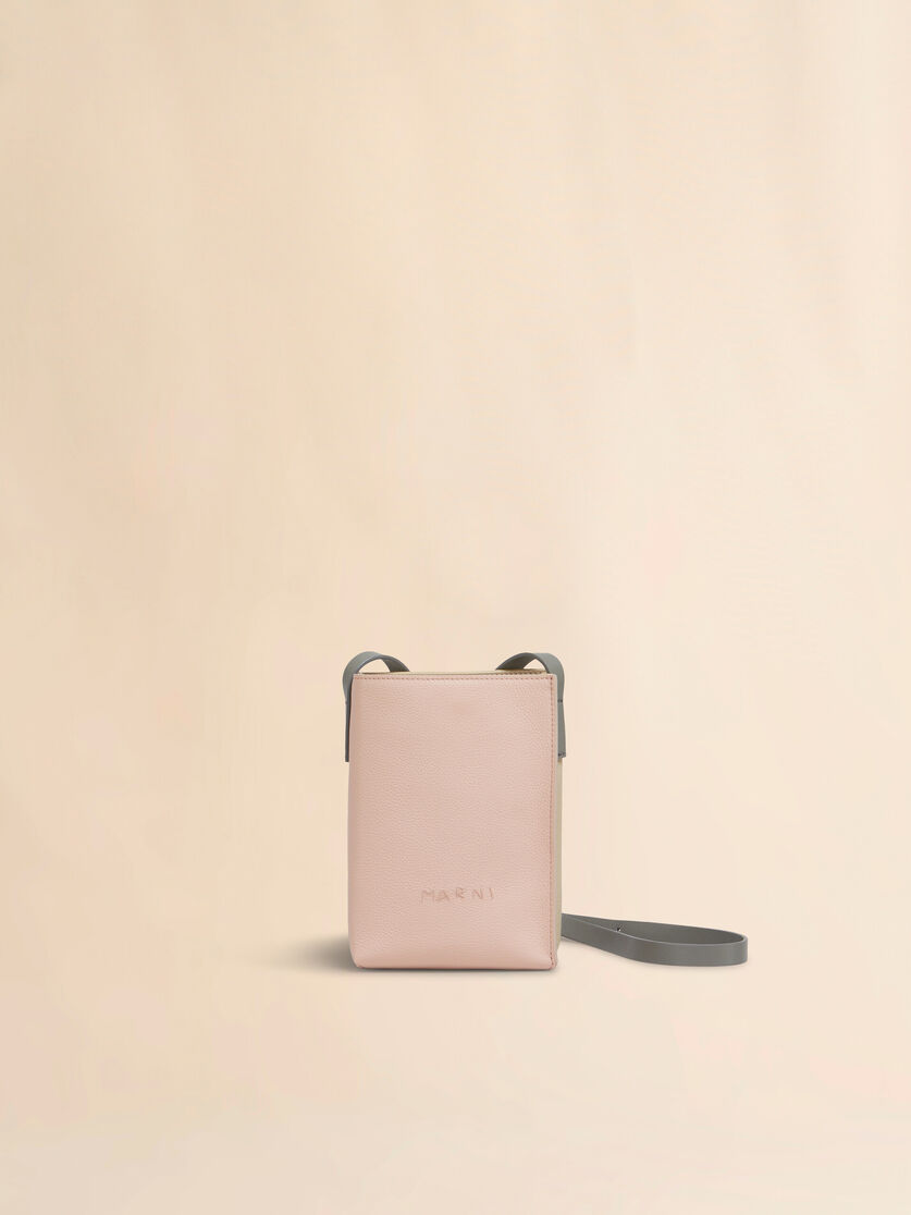 Light pink and beige leather Museo Nano Bag with Marni Symbol embroidery - Shoulder Bag - Image 1