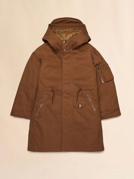 Brown cotton coat with drawstring - Jackets