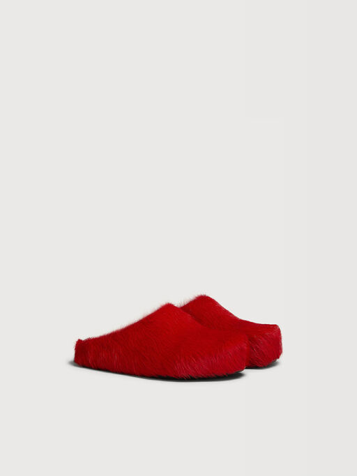 Fussbett Sabot in vitello a pelo lungo rosso - Sandali