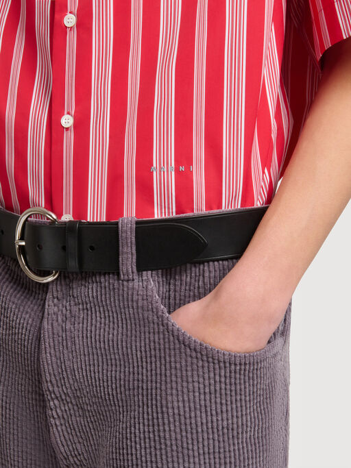 Red striped poplin shirt - Shirts