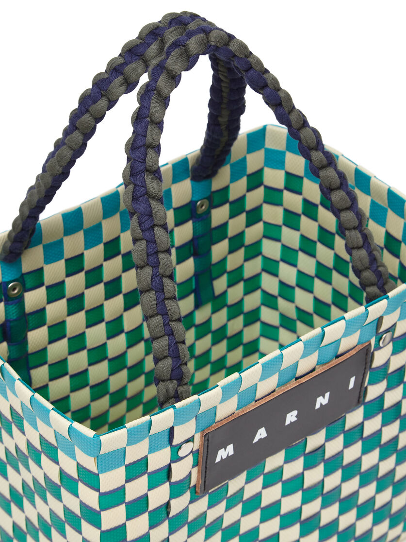 MARNI MARKET BASKET bag in light blue square woven material - Bags - Image 4