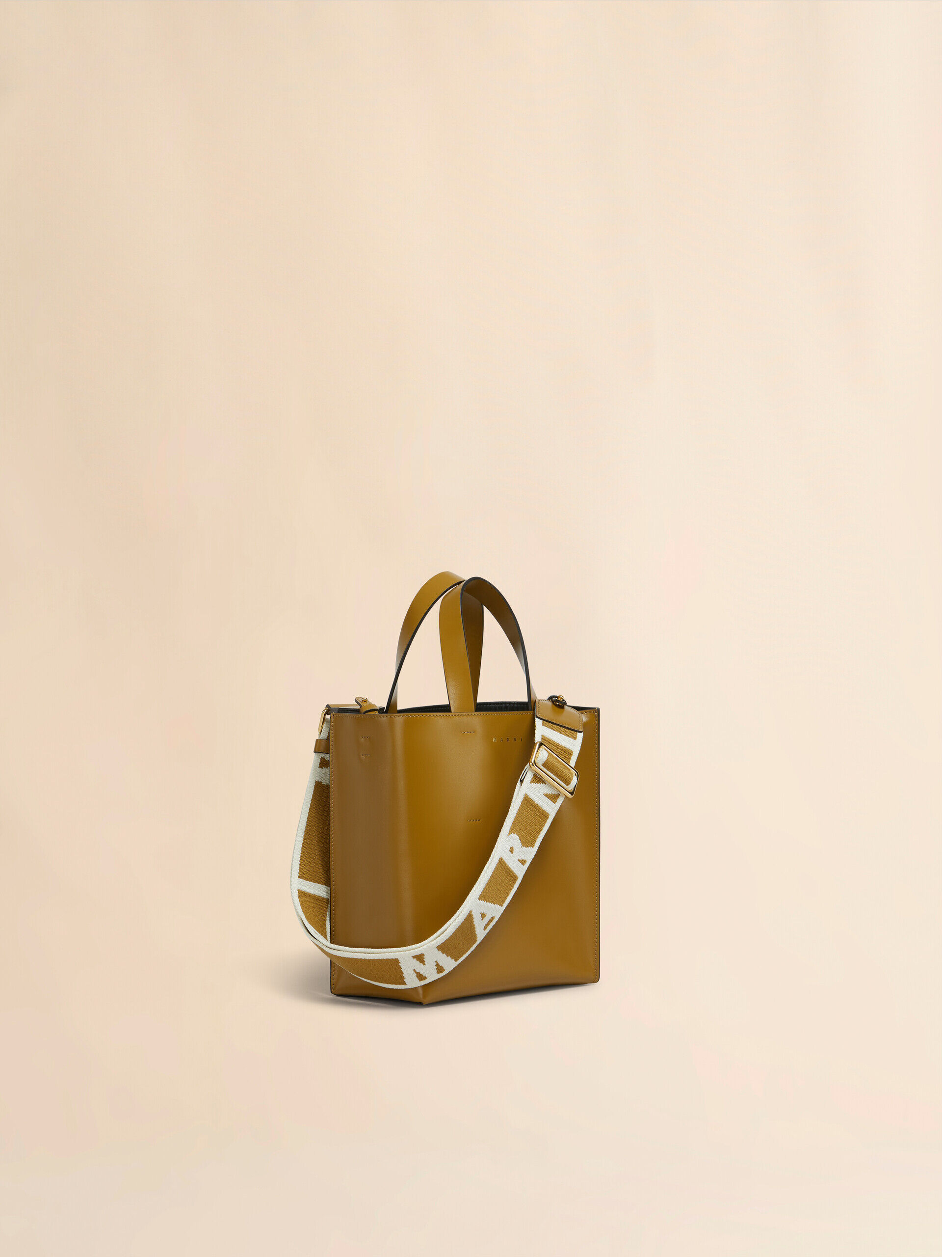 【MARNI】 MUSEO BAG MINI Museo Soft mini bag in brown colour-block leather with Marni