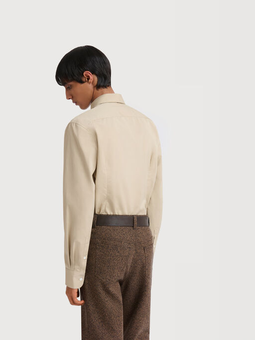 Camicia sartoriale in popeline beige - Camicie