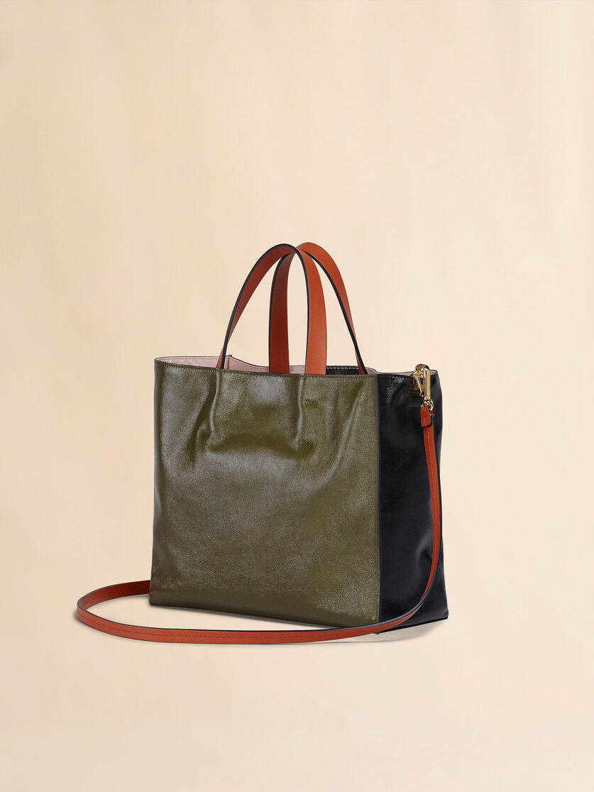 MUSEO SOFT bag piccola in pelle nera verde e arancio - Borse shopping - Image 2