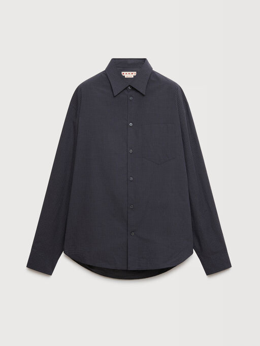 Deep grey checked poplin shirt - Shirts