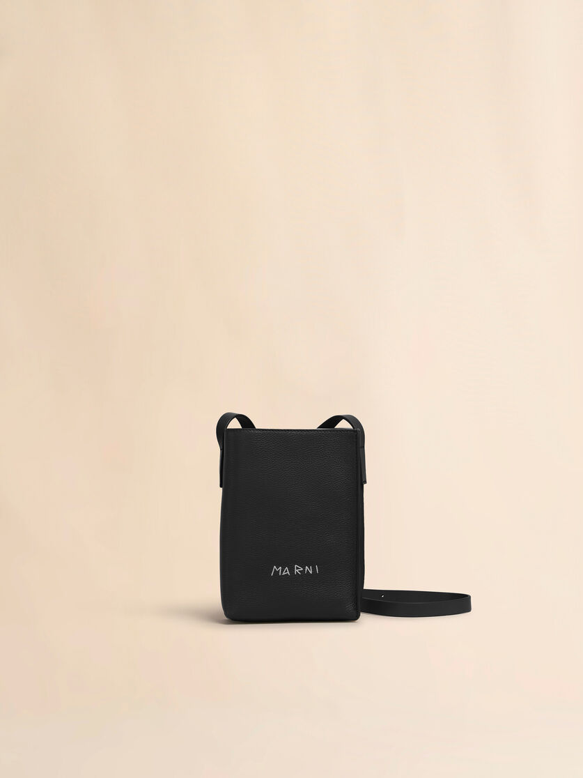 Black leather Museo Nano Bag with Marni Symbol embroidery - Shoulder Bag - Image 1