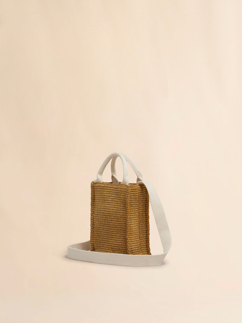 Braune Mini-Handtasche aus Stoff in Raffia-Optik - Shopper - Image 3