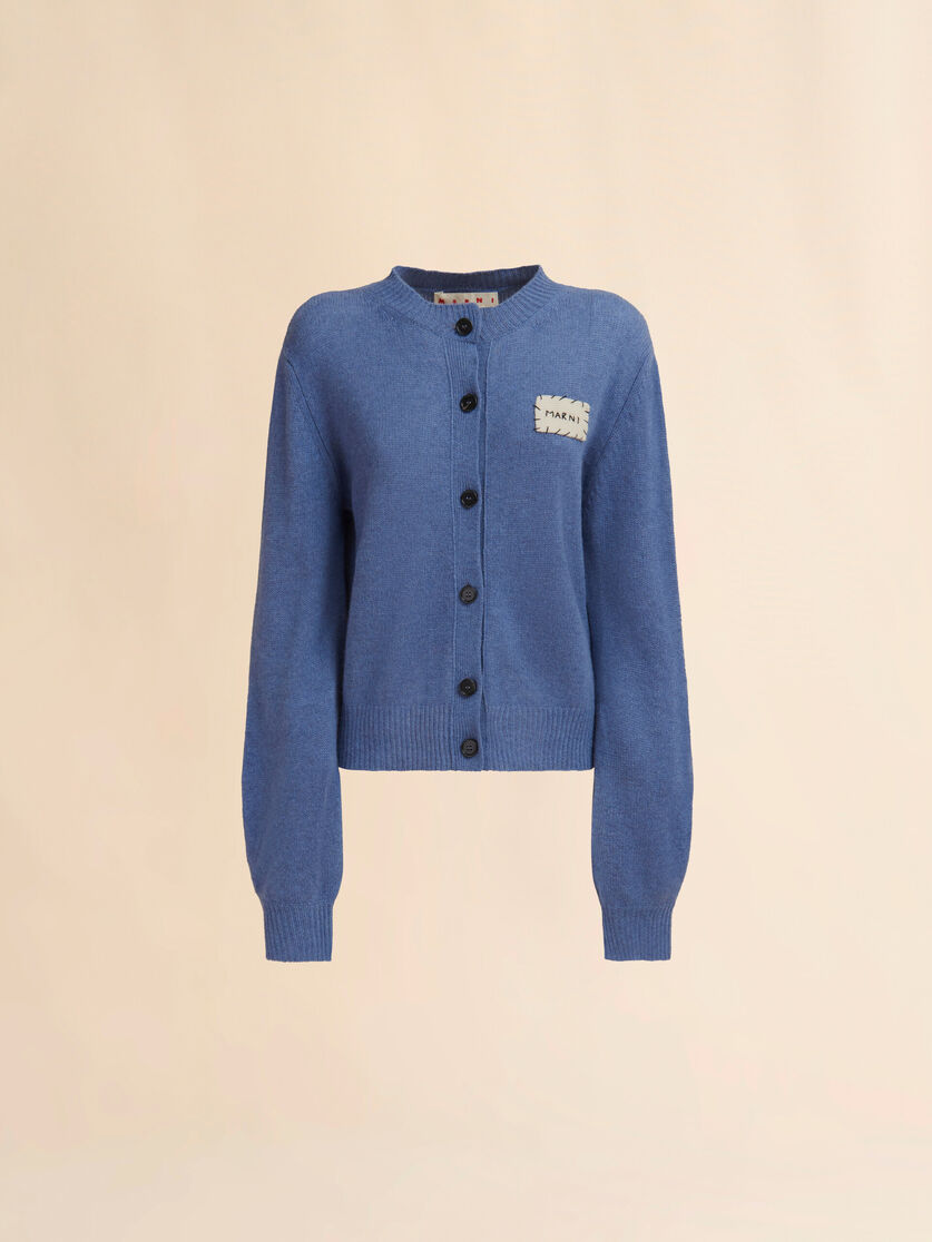 Blue cashmere cardigan with Marni patch - Pullovers - Image 1