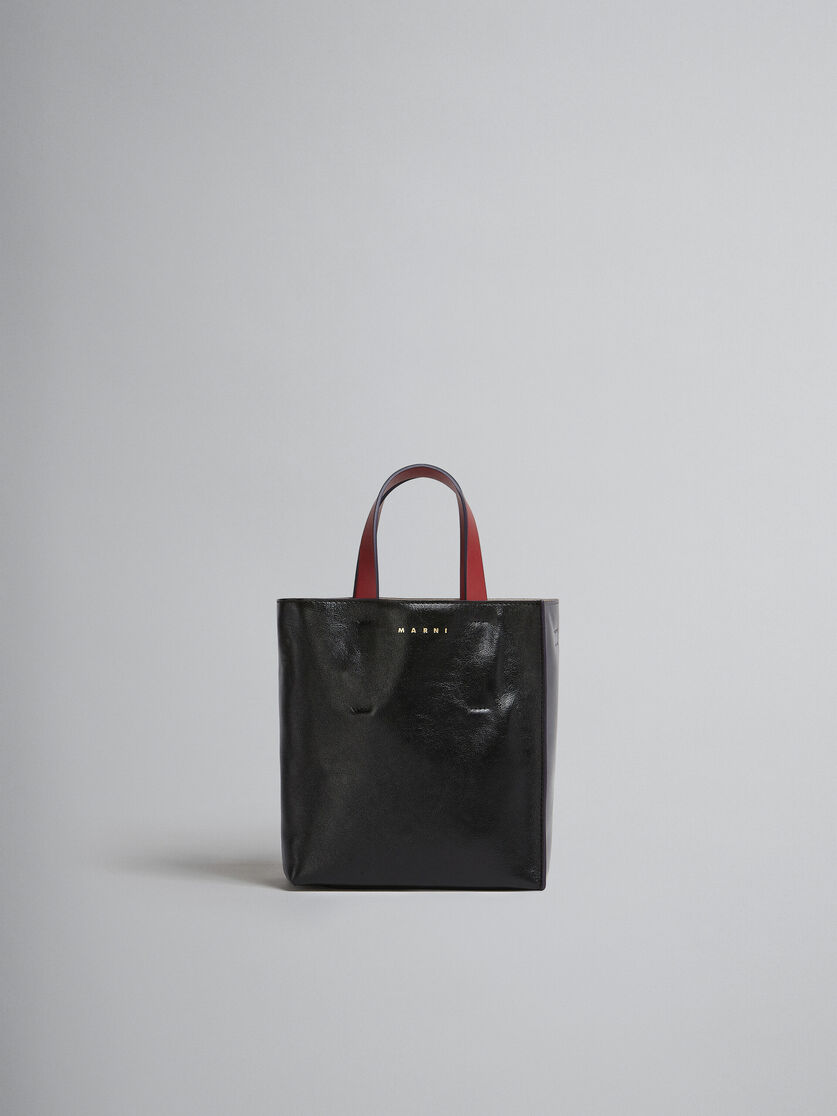Museo Soft Mini Bag in grey black and red leather - Shopping Bags - Image 1
