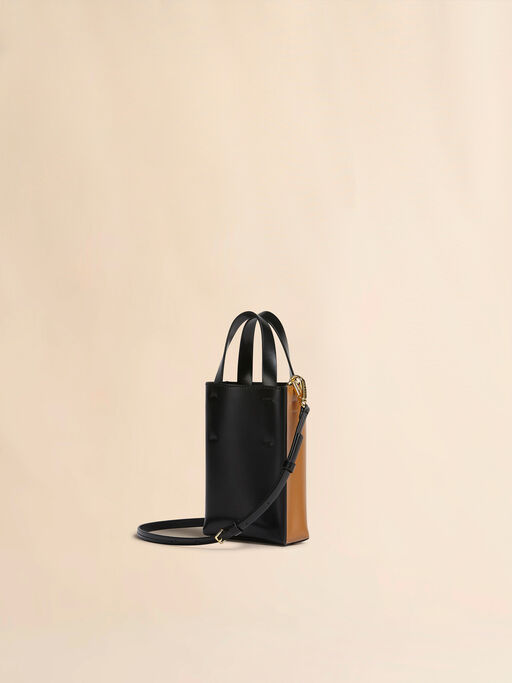 Museo Nano Bag in brown and black leather - Shopping Bags
