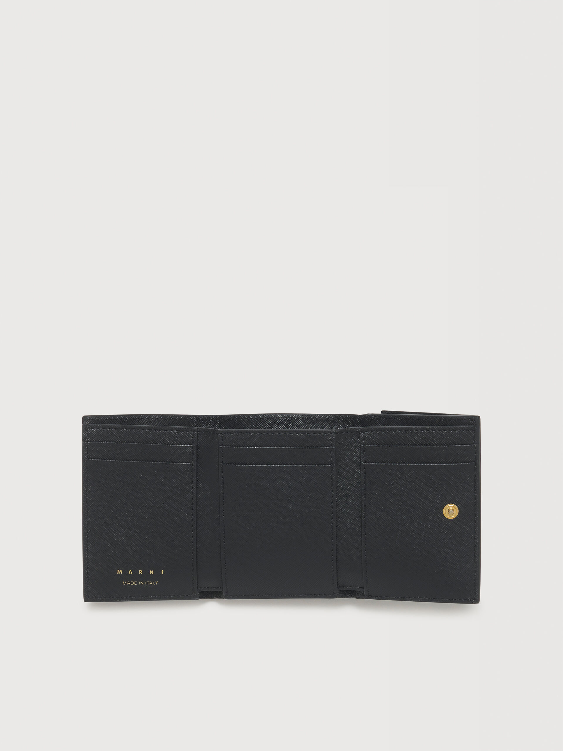 ブラック サフィアーノレザー製三つ折りウォレット | Marni